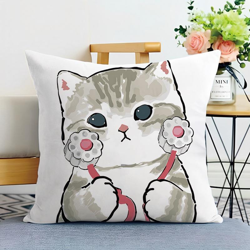 Cartoon Katze Druck Dekorative Kissenhülle Schlafzimmer Wohnzimmer Quadratische Kissenhülle