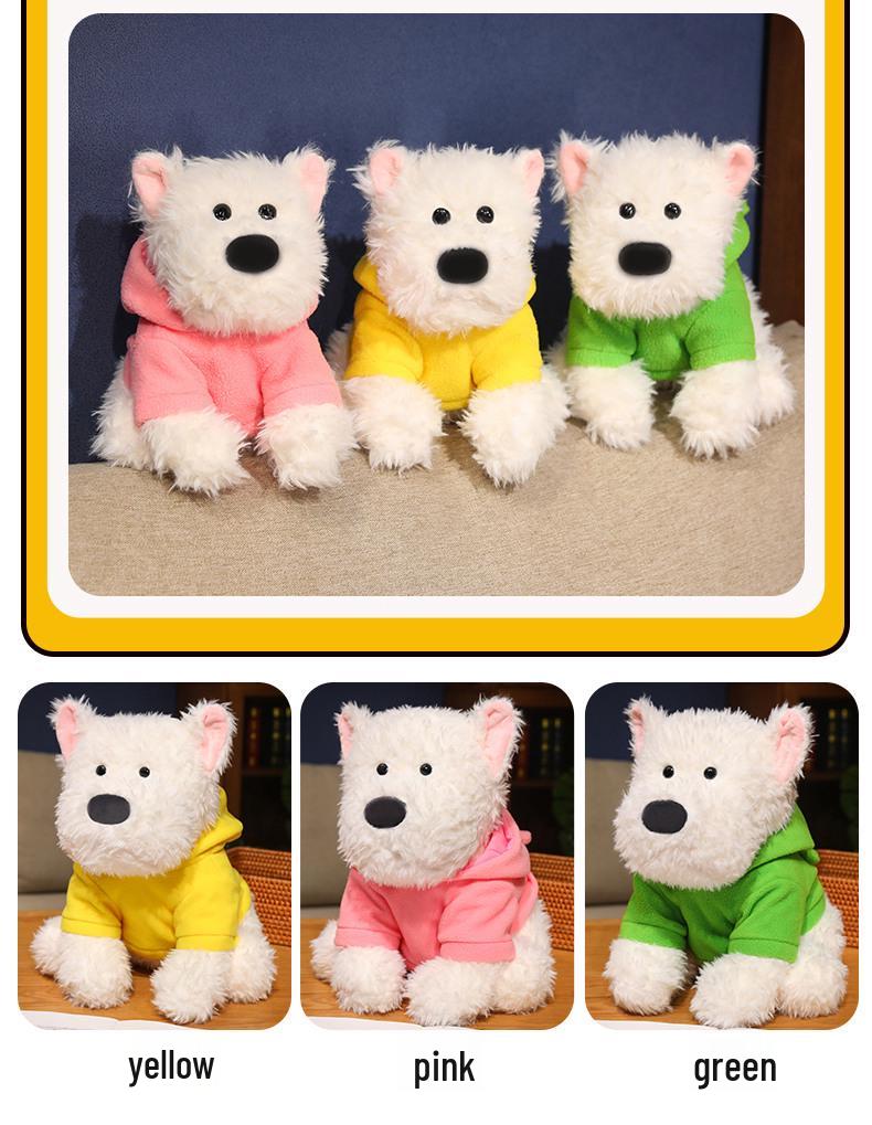 West Highland Puppy Plush Hoodie Doll - Cute Edamame Miko Gift for Girls