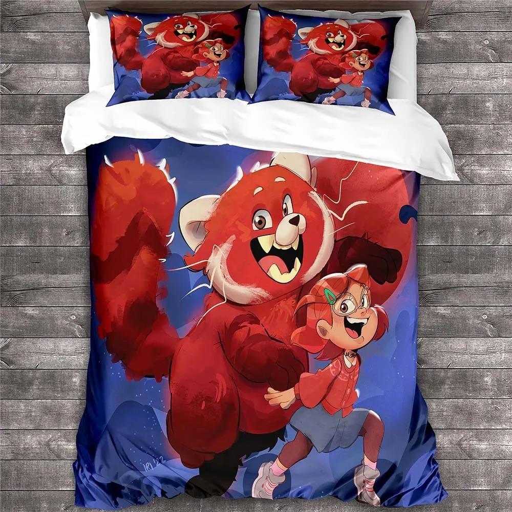 

3D Print Cartoon Turning Red Bedding Set Duvet Cover Bed Set Quilt Cover Pillowcase Comforter King Queen Size Boys Adult EU Single(135*200cm)3pcs