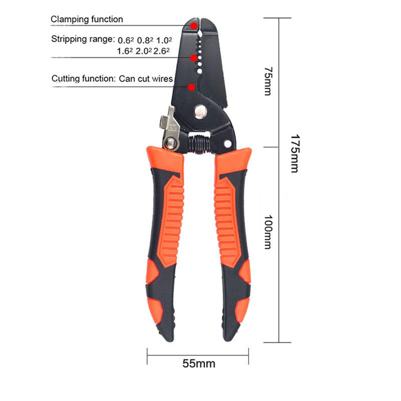 

175/185 мм клещи для зачистки проводов, кусачки для проводов, многофункциональные клещи для обжима колец, электрический инструмент для зачистки и обжима