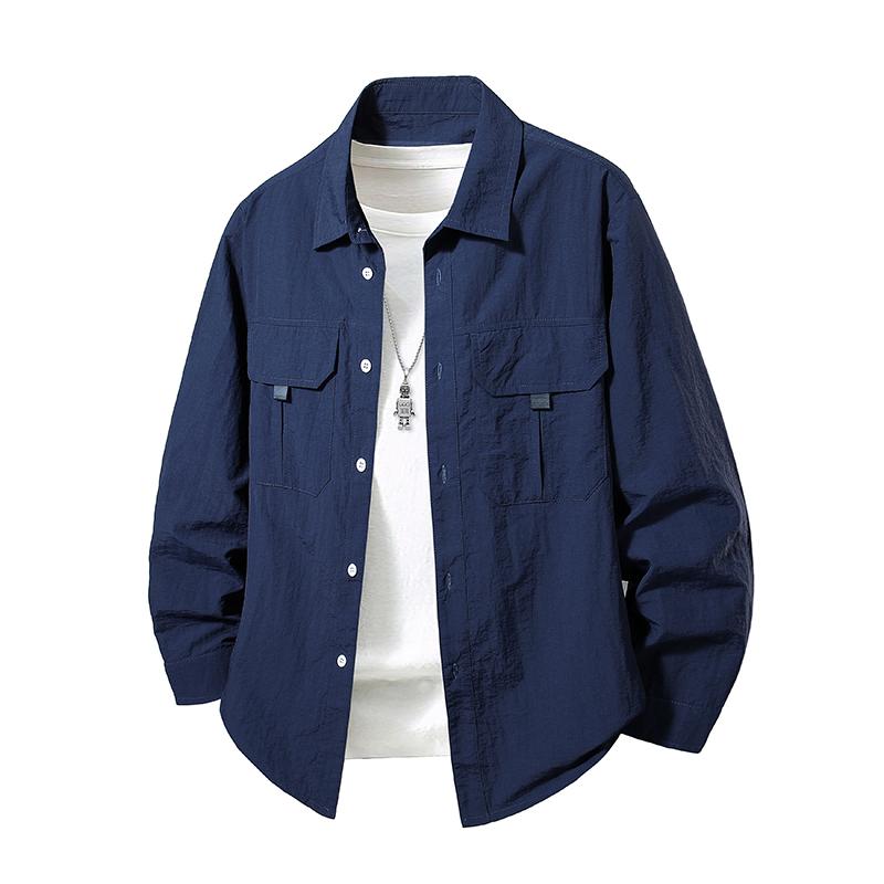 Quick Drying Long Sleeved Shirt for Men Outdoor with Added Fat and Oversized Top, Sports Breathable Workwear Shirt