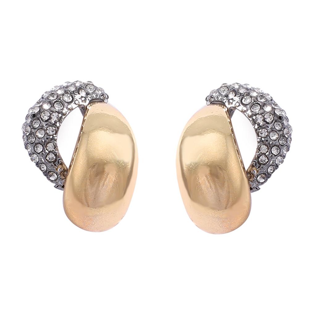 Cold Temperament, Advanced Sense, Water Drop-shaped Gold Contrasting Color Full Diamond Earrings, Simple Eye-catching Women's Earrings