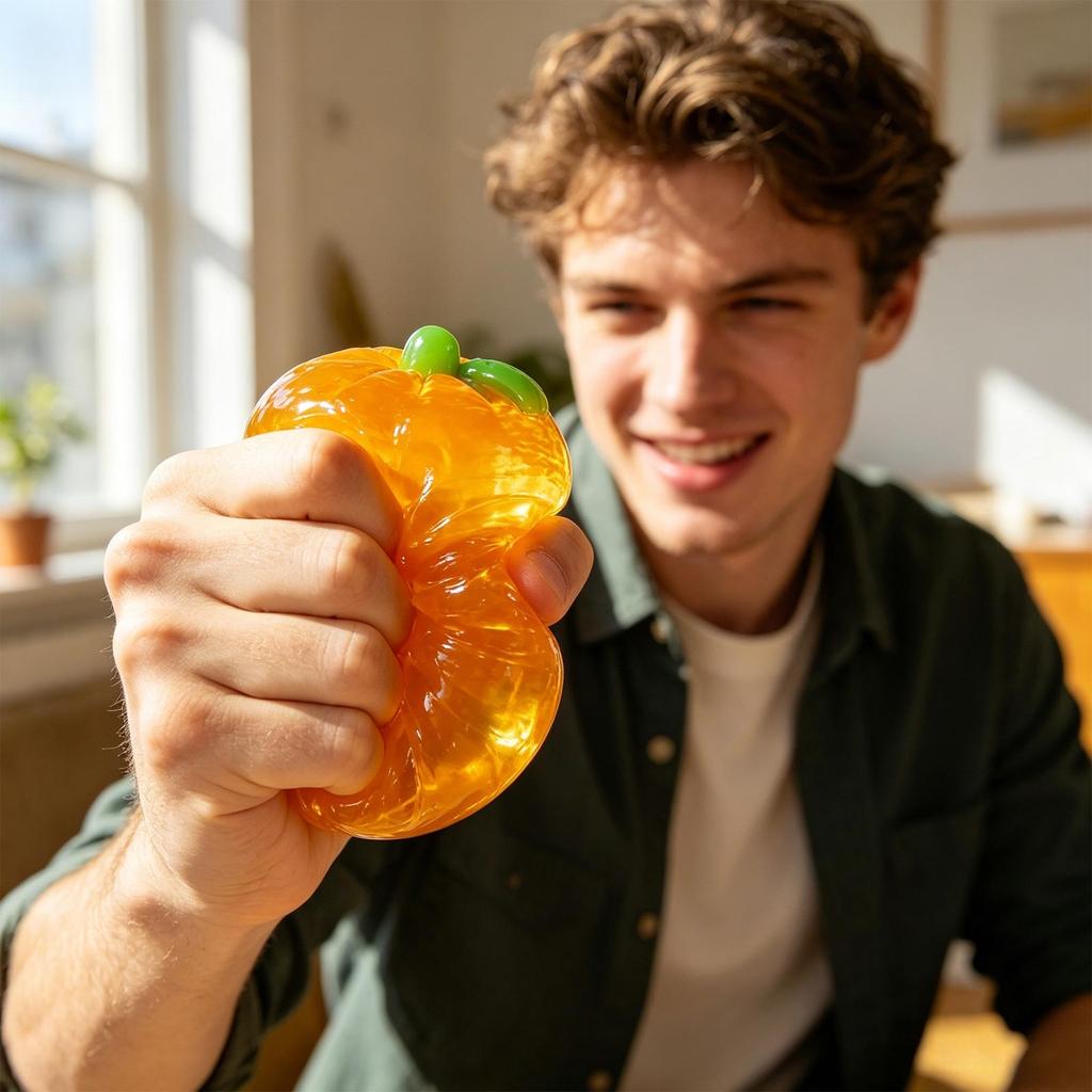 Creative Transparent Fluid Stress Relief Toy Squeeze Orange Shape Sensory Fidget Toy for Anxiety and Focus with Soft Flexible Material