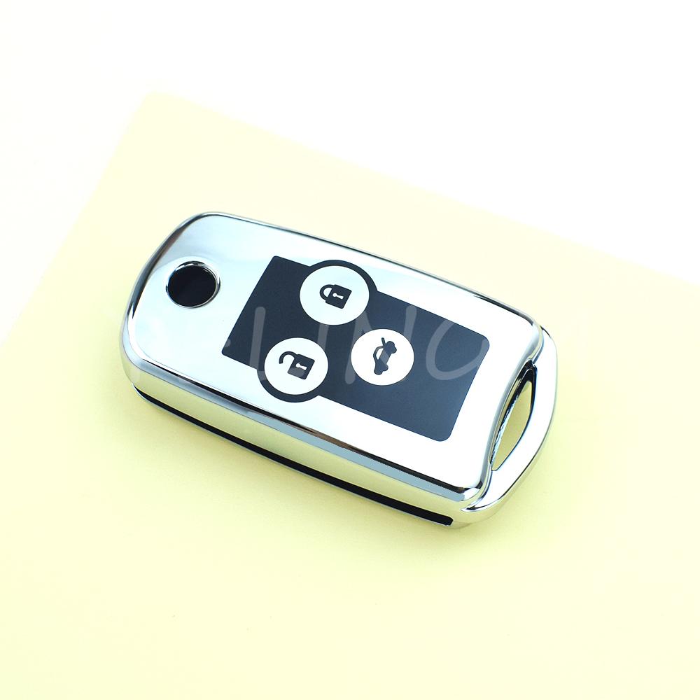 Car Flip Car Key Shell 2 3 Buttons Soft Tpu For Honda Civic Dio Fit Crv Hrv Accord Odyssey Jazz Folding Cover Protector Keychain