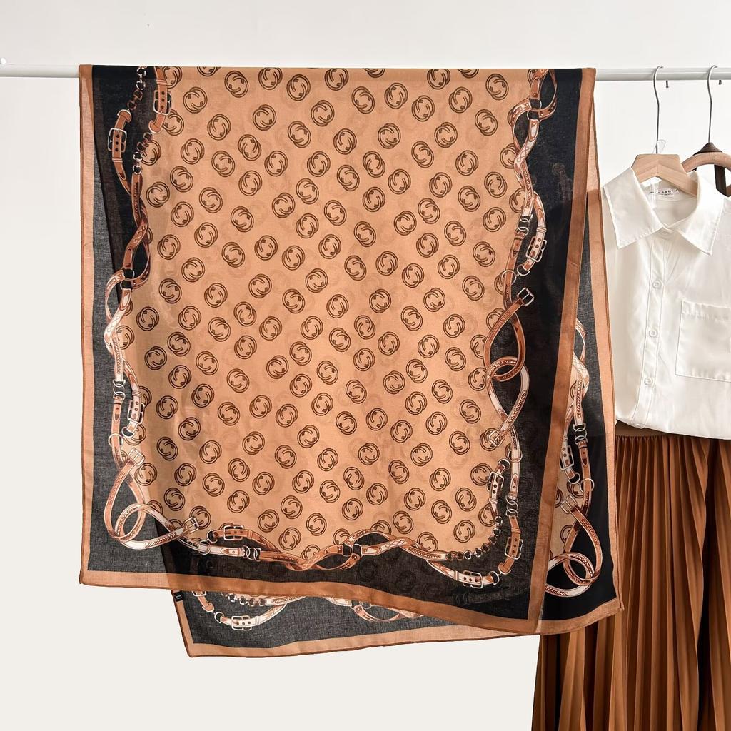 Thin Scarf Versatile Women's Scarf Shawl Imitation Cotton and Linen High-end French Silk Scarf Long Scarf Cross-border Special Supply