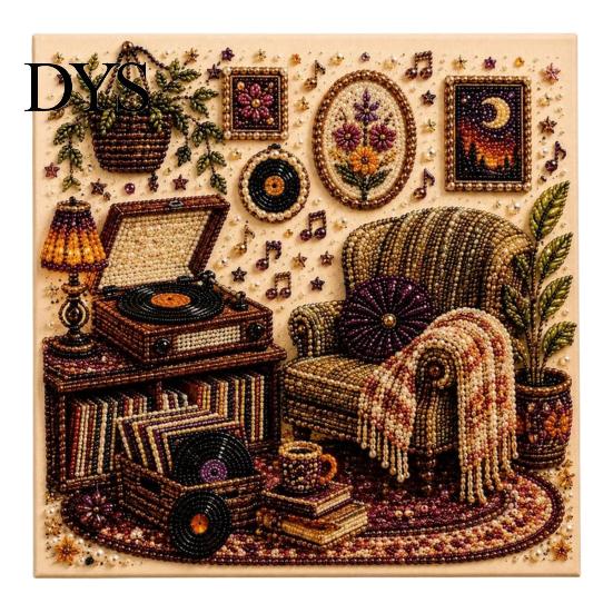 Therapeutic Creative Projects Vintage Room Diamond Painting Kit, DIY Art with Cozy Cottage Scenes, Interior Design Wall Complete Tools Set for