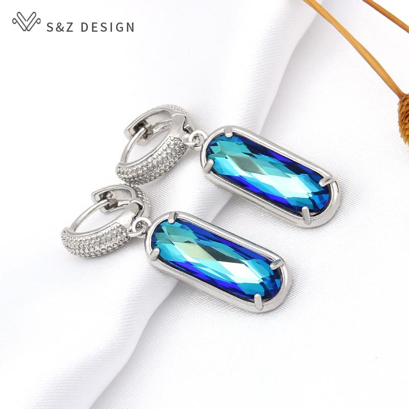 Móda Luxusní Elegantní Oválný Tvar vejce Křišťálové náušnice Pro ženy Svatební Party Šperky Dárek Cubic Zirconia Eardrop