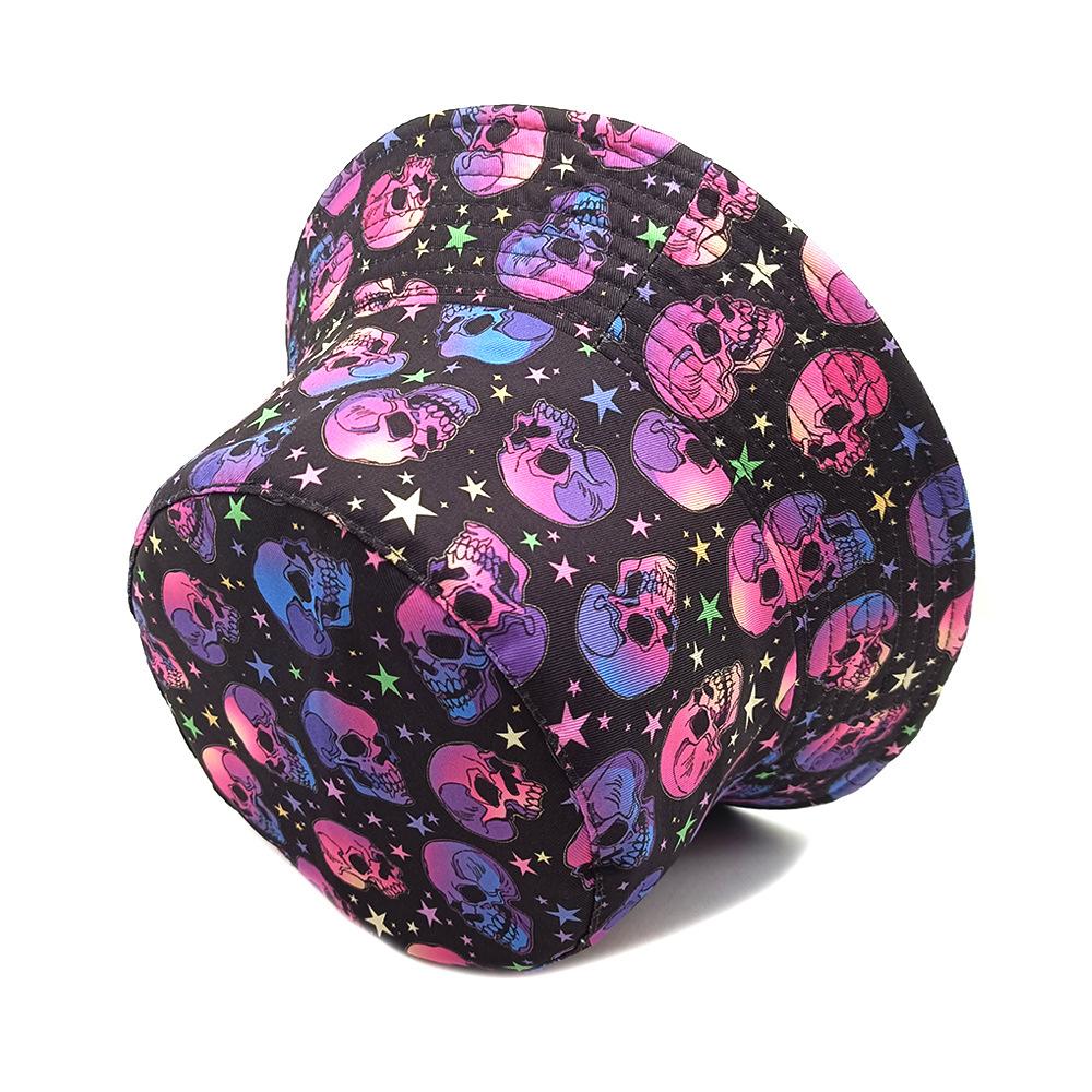 Skull Star Pattern Bucket Hats Women Men Summer Travel Sunscreen Reversible Fisherman Hat Female Decorate Panama Street Hip Hop