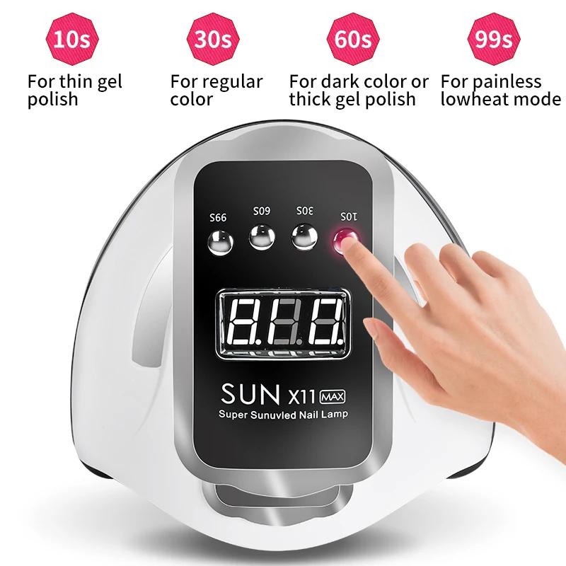 SUN X11 MAX Profesionální lampa na sušení nehtů pro manikúru 132W sušička gelových laků na nehty s automatickým senzorem UV LED lampa na nehty