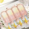 Plastic Ice Molds With Stick for Parties and Gatherings Easy Releases 4 Compartments Popsicles Moulds Ice Cream Molds