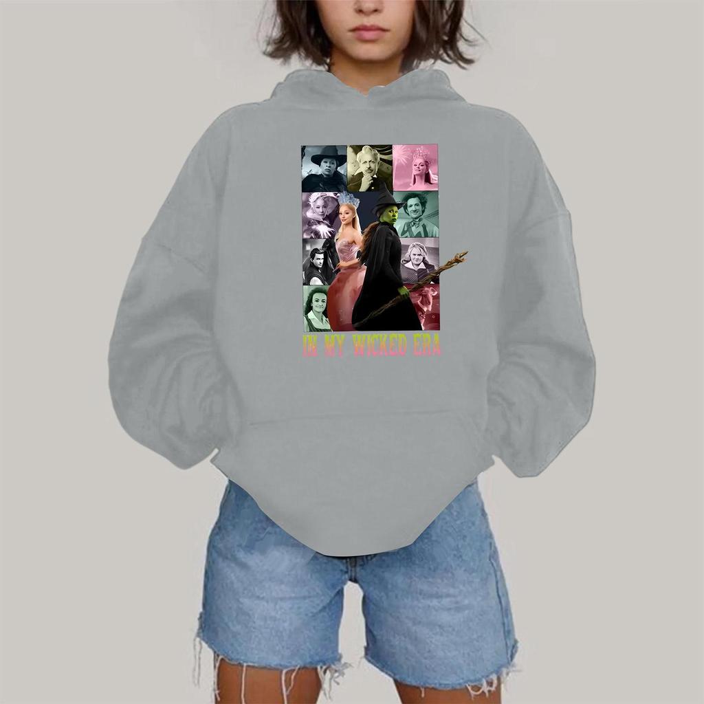 Dámská módní ležérní mikina s kapucí, dlouhým rukávem a potiskem