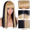 MISSQUEEN Long Straight Mixed Color Wigs Gold Bangs Hair Ladies Synthetic  Wigs Gold and Black Wigs Shoulder Length for Daily Party Women