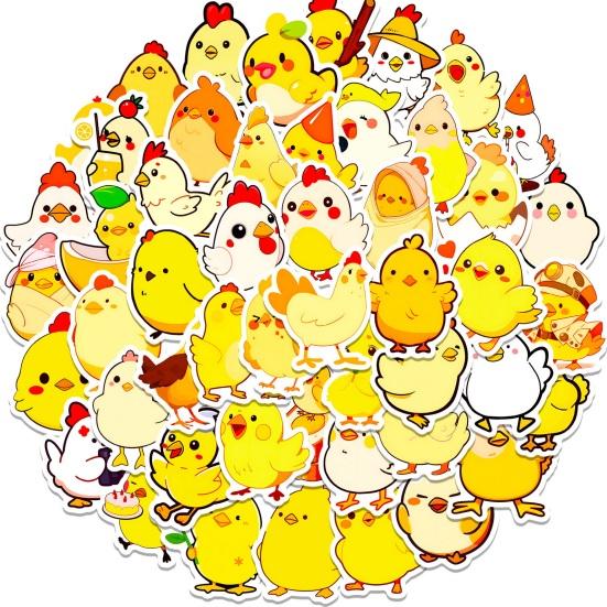 50Pcs Easter Chick Stickers Waterproof DIY Vinyl Art Decorative Graffiti Stickers Diverse Styles Cartoon Chicken Family Cute Decals for Water