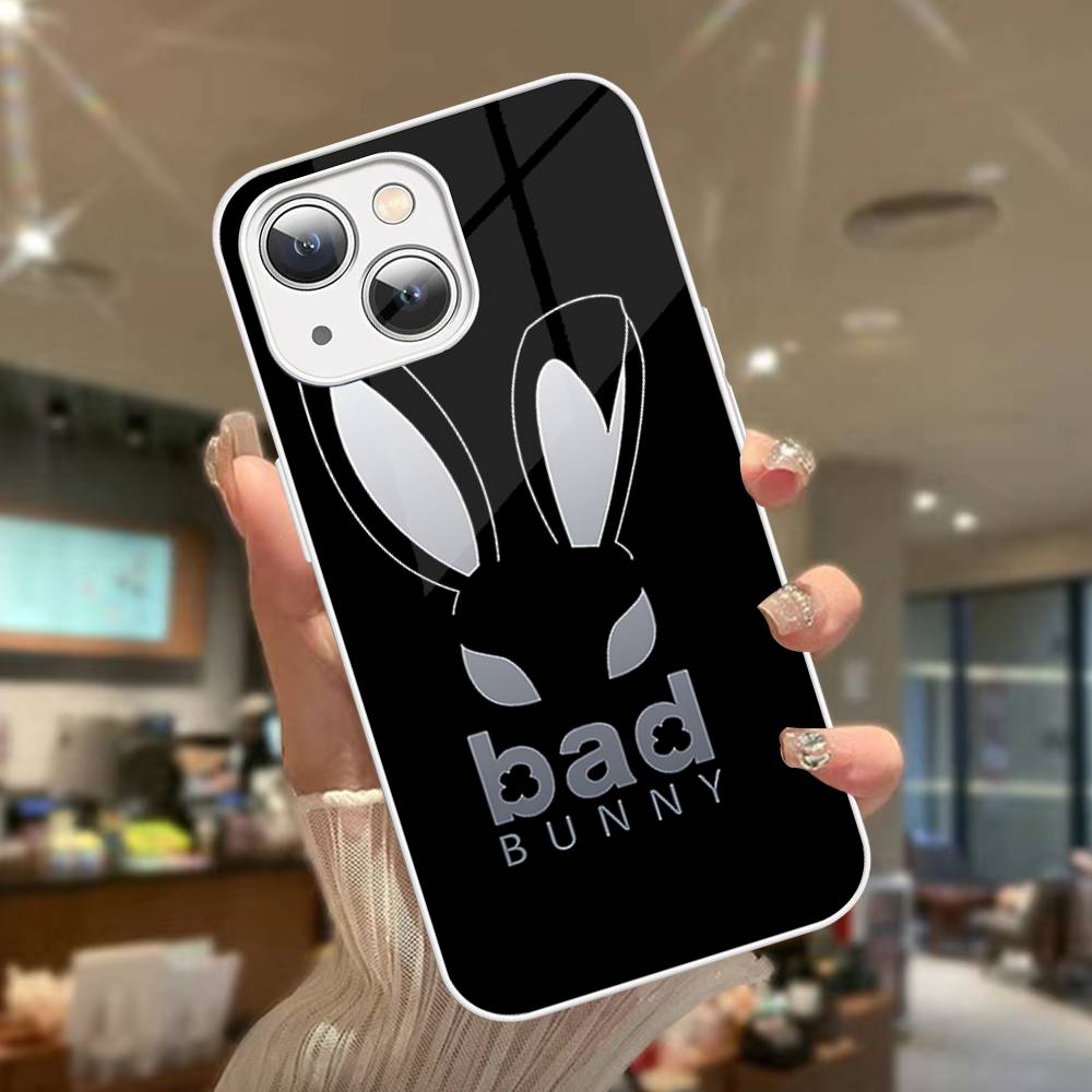 B-Bad Bunny Art For IPhone 14 13 12 Mini 11 Pro XS Max X XR 14 Plus Tempered Glass Cover