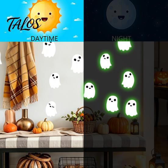 Creative Indoor Outdoor Wall Art Halloween Glow-in-the-Dark Stickers, Cute Cartoon Pumpkin Ghost Decals, Waterproof Glow in The Dark Stickers