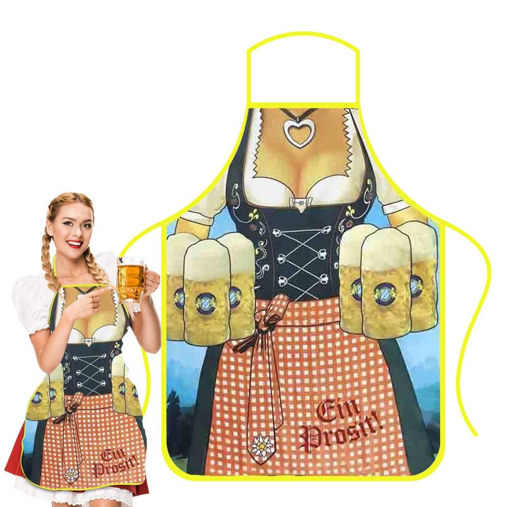 Oktoberfest Apron Personality Sexy Kitchen Waterproof Apron For Woman Delantal Cocina Hombre Barista BBQ Funny Muscle Apron Bibs