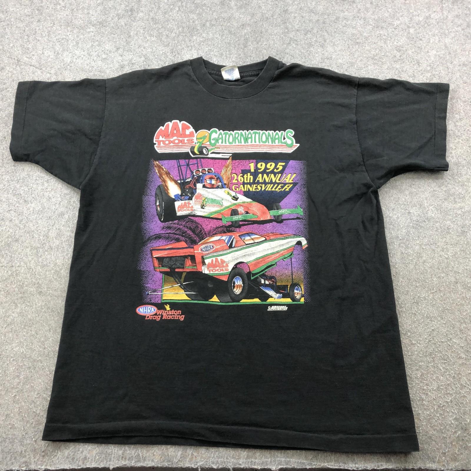 Vintage NHRA Drag Racing Shirt Mens Large Black Mac Tools Gatornationals 90s Unisex T-Shirt M