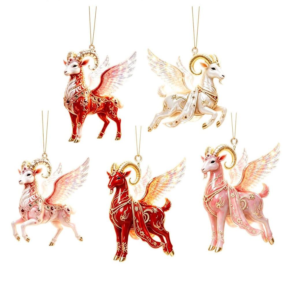 Acrylic Goat Pendant Shining Animal Hanging Decoration Zodiac Goat Souvenir  Holiday Party Decor