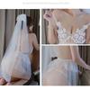 Sexy Bride Cosplay Costume Erotic Bridal Sexy Lingerie Long Veil Organza Lace Ruffles Nightdress See Through Flora Dress Set