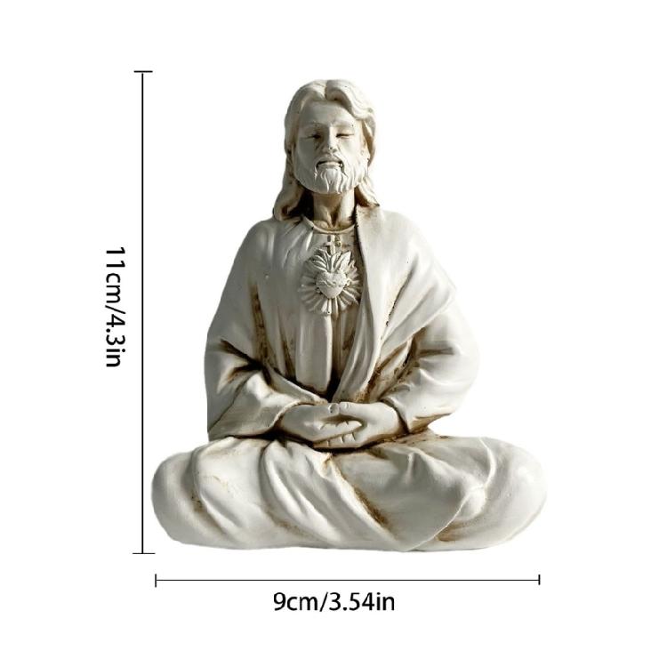Religious Holy Sculpture Meditating Figurine Handcraft Religious Resins Ornament for Christmas Easters Tabletop Decors