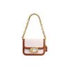 Idol Small Handbag With Magnetic Hook And Eye Closure In Canvas And Leather Women Handbags Polished-Amber Brass CR671-B4WRK