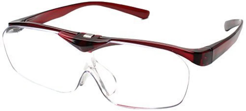 Magnifying Face Trick Red Hands-free Eyeglass-style Glass, 1.6x Magnification, Glasses, Flip-up Function,