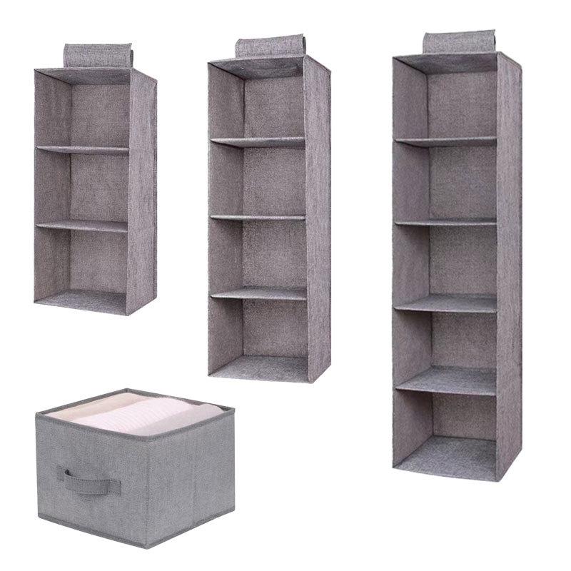 Multi-layer Hanging Wardrobe Organizer, Non-woven Folding Fabric Storage Bags for Clothes and Sundries