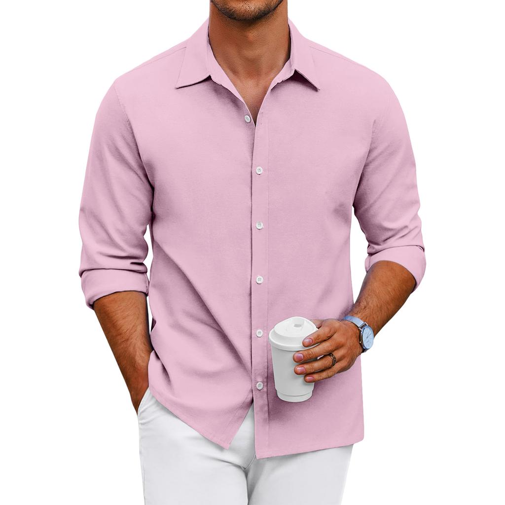 Męska koszula codzienna z długim rękawem zapinana na guziki o luźnym kroju