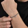 Mens Initials Cuban Links Bracelets,Stainless Steel A-Z 26 Letters Alphabet Charm Chain Wristband Adjustable,Casual Zircon Gift