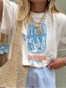Retro Streetwear Unisexs Tshirt Sardines Portugal Tinned Fish Pattern Printed Tops Short Sleeve Cotton Cute Graphic Tees