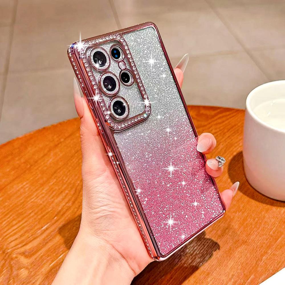 Luxury Bling Glitter Gradient Diamond Case For Samsung Galaxy S26 S25 S24 S23 Ultra Transparent Plating Cover For Samsung S26