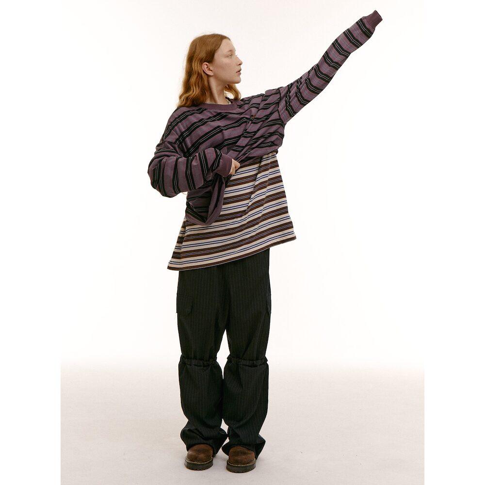 Saendeusaundeu (Unisex) Suiting Material Wide Elastic Pants Navy