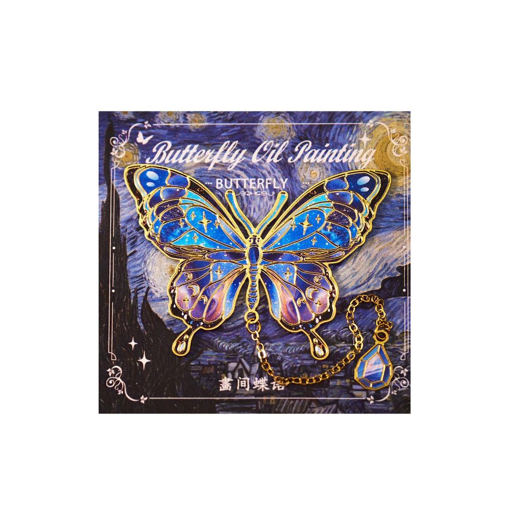 High-grade Butterfly Oil Painting Metal Bookmark Intricate Vintage Hollow Out Bookmark Souvenir Teachers Reward Students Gifts