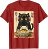 Funny Cat Gamer RaUnisex Graphic Japanese Kawaii Anime Gaming TShirt Y2k Kitten Eat Noodles Paly Video Game Unisexga Comic Clothes