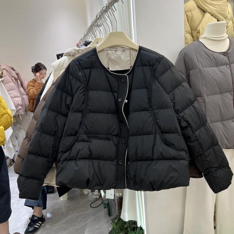 Womens Lightweight Cotton Coat 2026 Fall Single Breasted Round Neck Simple Versatile Warm Jacket
