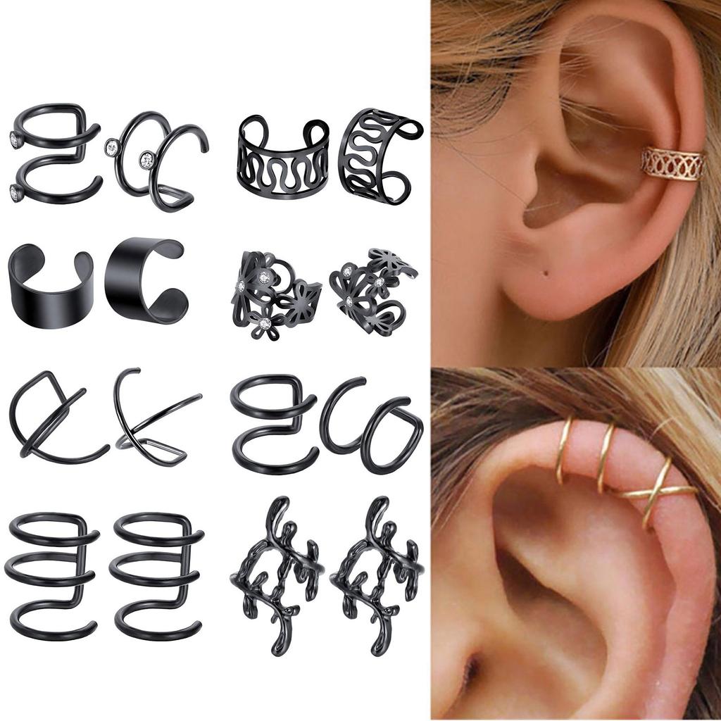 8 Pairs Of C-type Letter Ear Clip Set Without Ear Holes