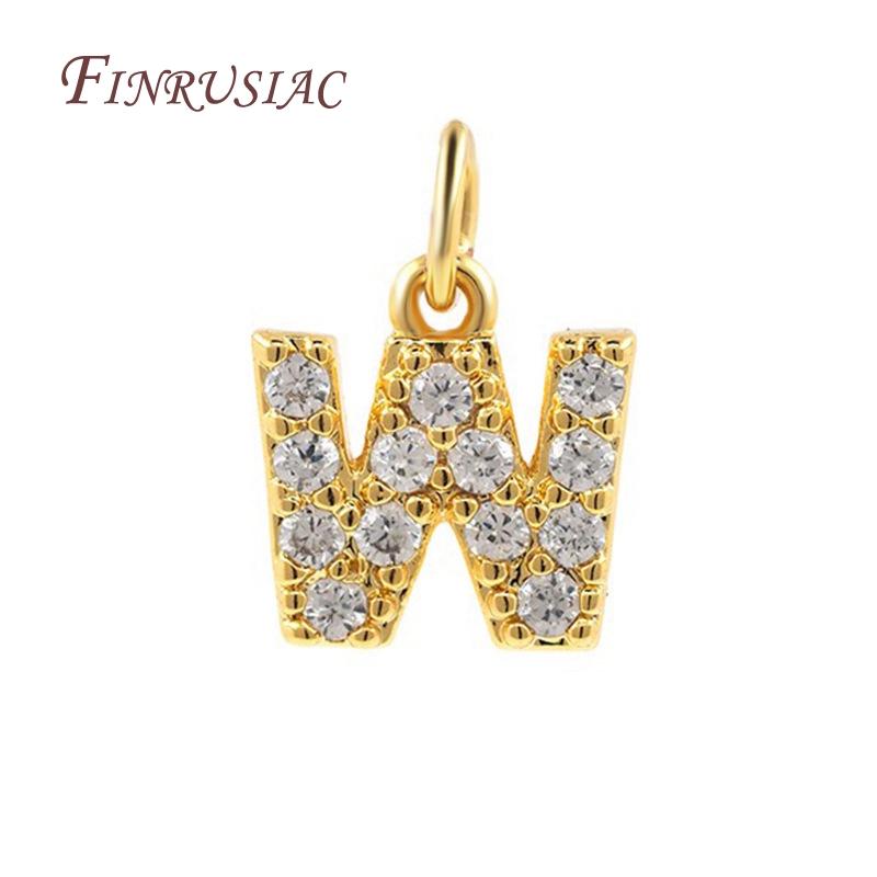 18K Gold Plated Copper A-Z Alphabet Charms For DIY Women's Necklace Jewelry Making Supplies,Fashion Inlay Zircon Letter Pendants