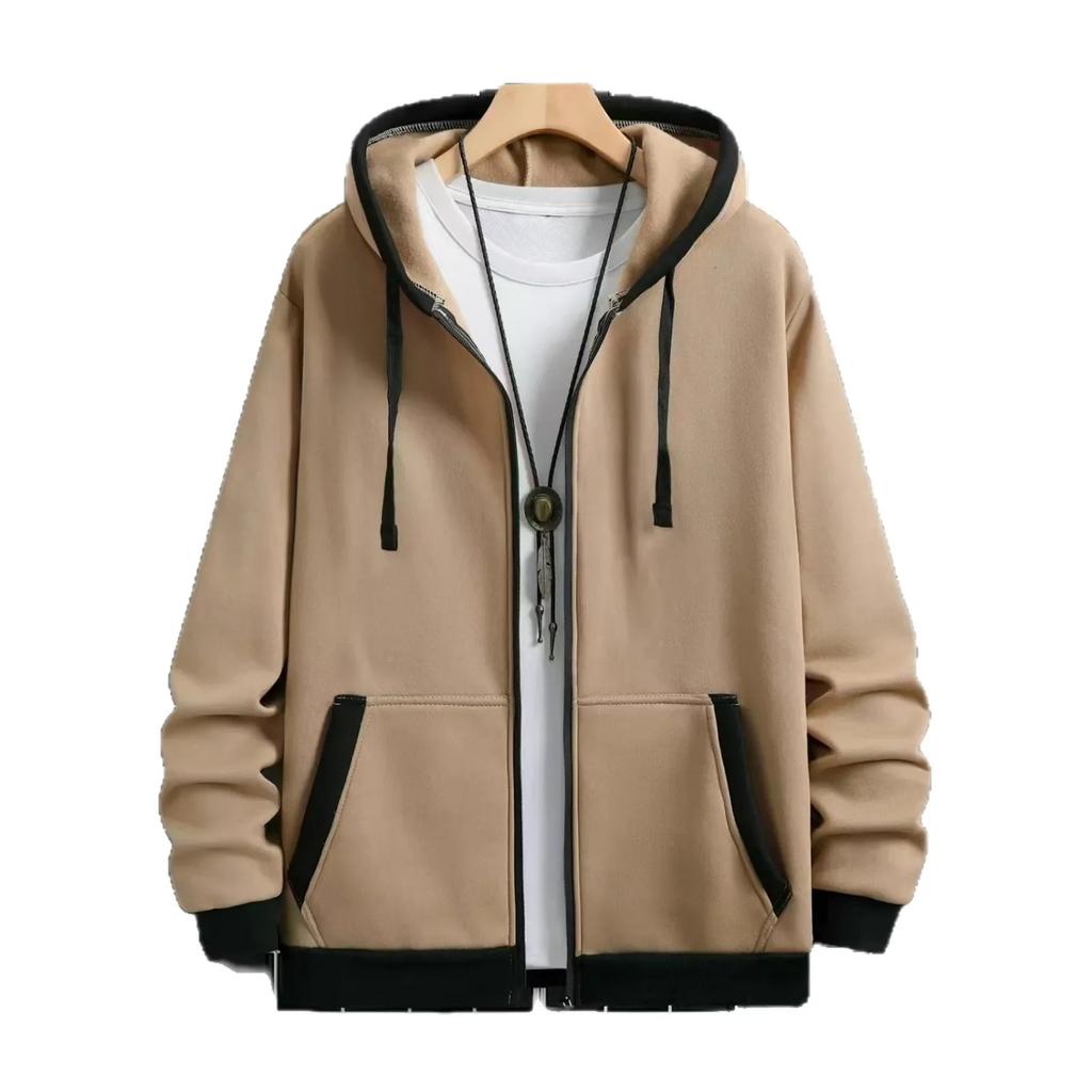 Thickened Men's Hooded Zipper Cardigan Casual Outerwear Fashionable Sweatshirt Autumn Winter Cross-Border Style