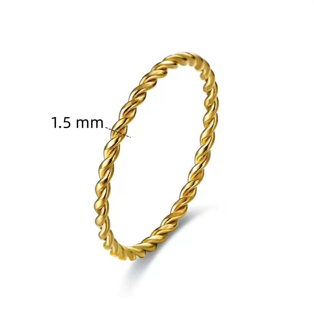 1-2mm Thin Stackable Ring for Women Stainless Steel Gold Plated Plain Wedding Band Comfortable Fit Size 5-10# Fashion Jewelry