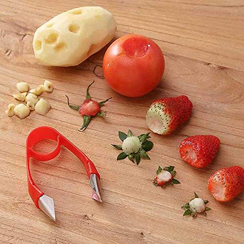 Haixifry Strawberry Huller, a metal fruit peeler for stalk removal, stem removal, and core removal.
