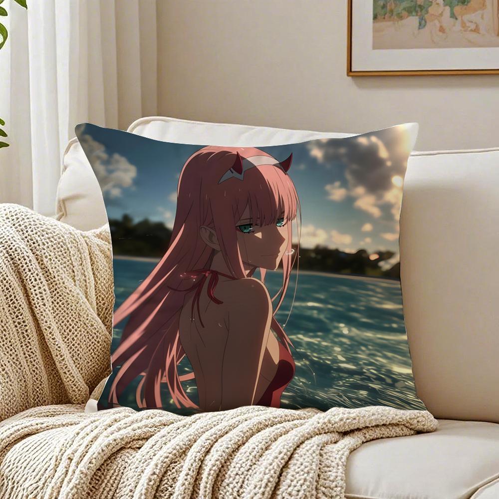 Anime Mecha 02 zero two DDARLING in the FFRANXX Cushion Cover Pillowcase Antidustmite living Room Sofa Decor Cushion Room
