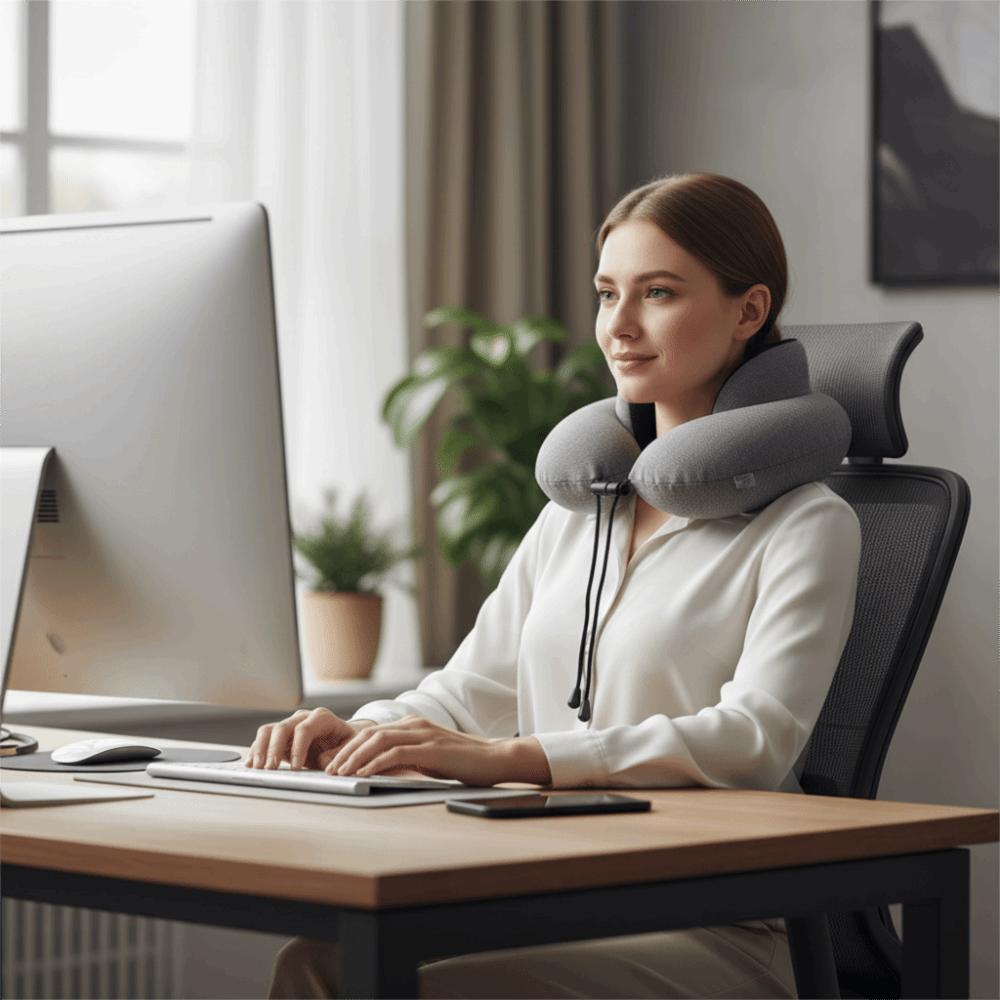 Ergonomisches aufblasbares Nackenkissen mit Druckknopf, atmungsaktives Lendenkissen für das Auto, Geschenk