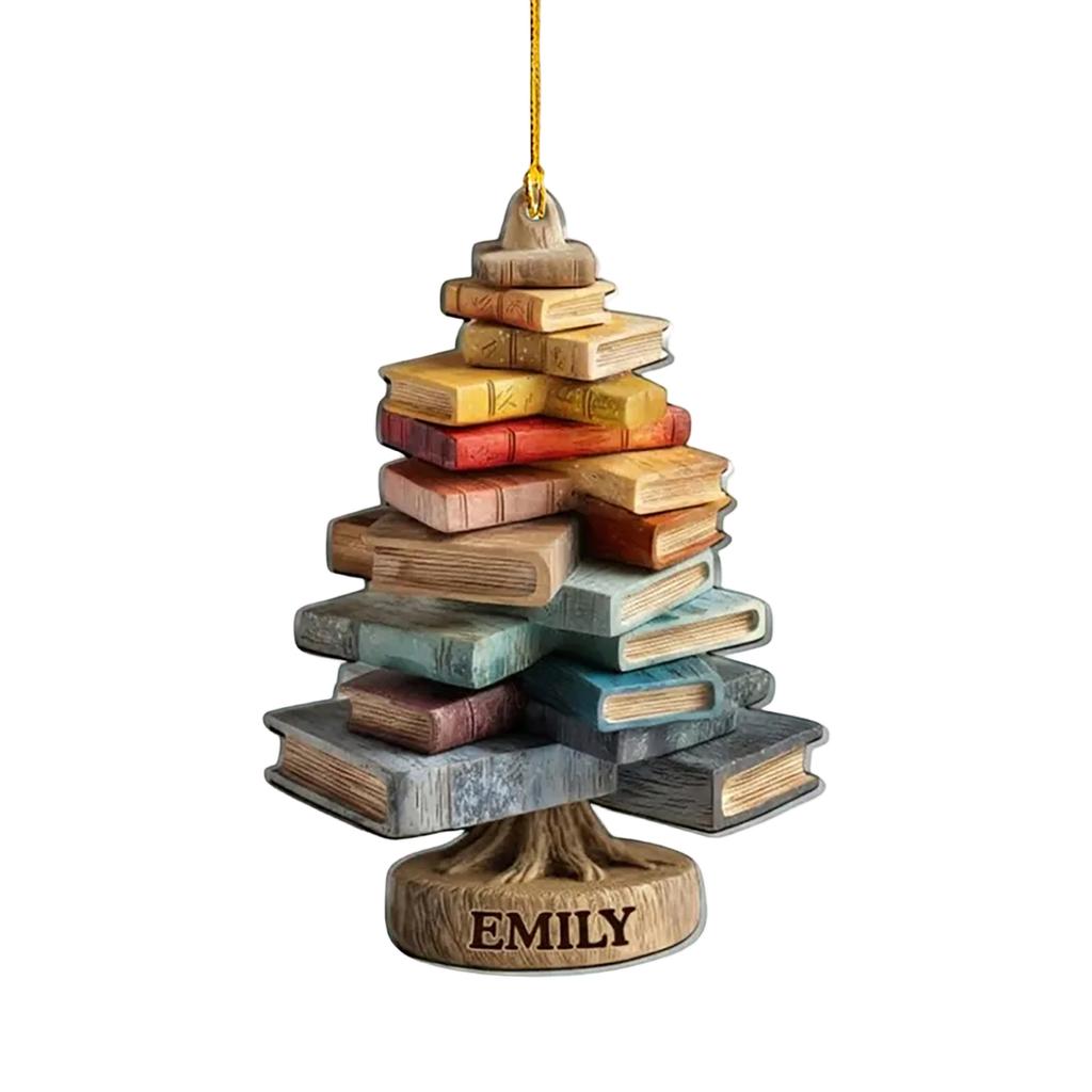 Christmas Book Tree Ornament ACRYLIC, Book Gift, Book Lover Gift, Book Ornament, Book Gift, Book Lover Gift, Librarian Gift