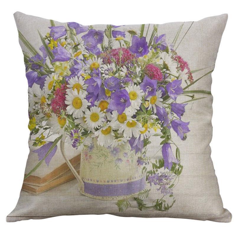 Vintage Flower Cotton Linen Cushion Cover Soft Decorative Pillow Case For Home Comfort