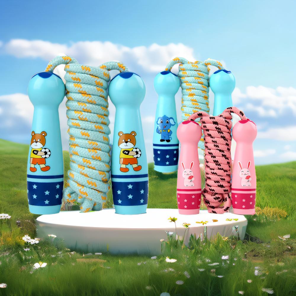 Children's Adjustable Cotton Jump Ropes Sport Fitness Lovely Cartoon Skipping Handle Fillet Design Outdoor Sports Toy