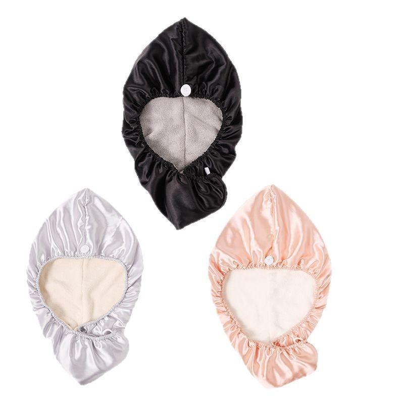 Satin Hair Turban for Women Luxury Silk Like Quick Dry Double Layer High Absorbency Thickened Head Wrap Towel for Hair Care