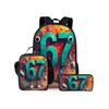 Cartoon Neuheit Seltsam Cool Zahl 6 7 3D Druck 3 Stück/Set Schüler Schultaschen Laptop Tagesrucksack Rucksack Brottasche Federmäppchen