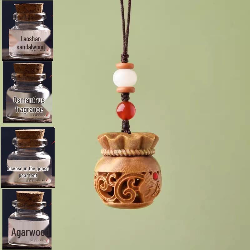 Green Sandalwood Fortune Bag Charm Keychain Necklace 