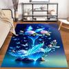Butterfly and Rose Carpet, Blue Glowing Design with Elegant Floral Art Suitable for Use As an Anti-slip for Living Room Bedroom Sofas