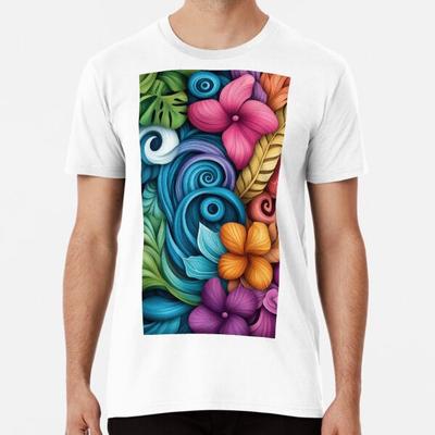 Ondas Tropicais e Flores Natureza Colorida S a 5XL Feito na AU/EUA Camiseta